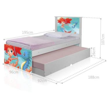 Imagem de Bicama Juvenil com Cabeceira Adesivada Sereia Ruiva - CASA H