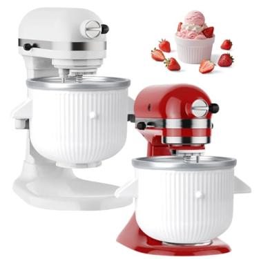 Imagem de Acessório de sorvete para batedeira KitchenAid, serve para batedeiras de 4,25 a 4,7 litros com cabeça inclinada/bateria de mesa com elevação de tigela de 5,6 a 6,6 litros, acessório para sorvete