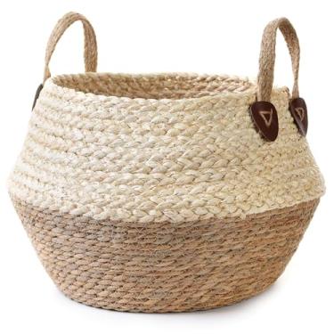 Imagem de Vaso para interior de árvore artificial, vaso para oliveira, vaso de plantas falsas, vaso para plantas artificiais (25,4 cm P x 30,5 cm A, cesta de plantas tecidas, grande)