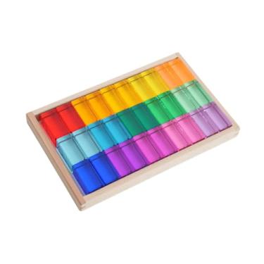 Imagem de EHJRE Conjunto de blocos de cubo de 30 peças, conjunto de blocos de construção, brinquedos empilháveis, cubos de acrílico para crianças