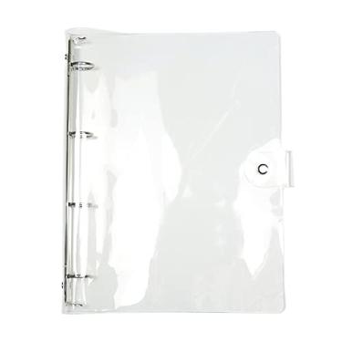 Imagem de A4 Fichário de anel redondo de PVC macio transparente diâmetro 25 mm 4 anéis capa para fichário com fecho de botão de pressão para álbuns de agenda de folhas soltas DIY (A4 - 4 furos (247 x 320 mm))