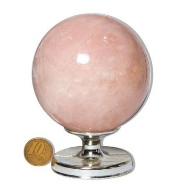 Imagem de 01 Esfera Quartzo Rosa Natural 600 a 700g 7 a 8cm Classe B - Cristaisd