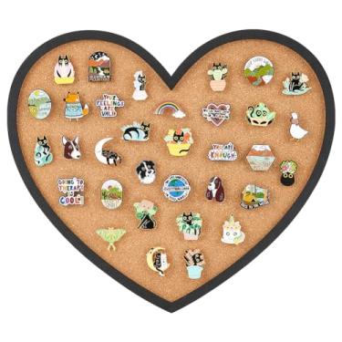 Imagem de BENECREAT Quadro de pinos quadro de cortiça, quadro de exibição de avisos, placa de cortiça montada na parede de 2 cm de espessura para armazenamento de broches, decoração de dia dos namorados, 32,8 x