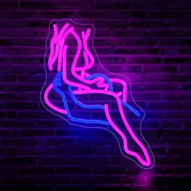 Imagem de JGHTURIE Letreiro De Neon Feminino, Letreiro De Neon Led Para Decoração De Parede, Letreiro Iluminado Rosa, Decoração De Quarto De Meninas Elegantes, Alimentado Por Usb