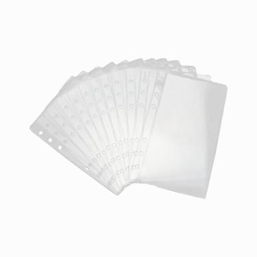 Imagem de Bolsos para fichário A6, 12 unidades de bolsas de PVC para fichário, folhas soltas, 6 furos, envelopes de orçamento para dinheiro, bolsas transparentes para protetores organizar fotos, cartões, notas