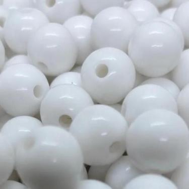 Imagem de Bolinha Branca Abs 8mm 100 Unidades Micanga - Esquilo artesanatos
