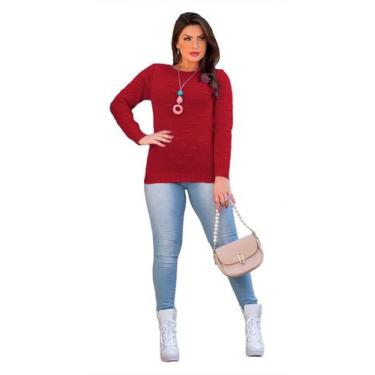 Imagem de Blusa De Frio Tricot Bolinha Bolha Manga Longa - EUC STORE, Vermelho, 