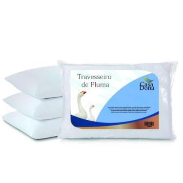 Imagem de Kit 4 Travesseiros Pluma de Ganso 50x70cm Casa Dona 200 Fios Branco