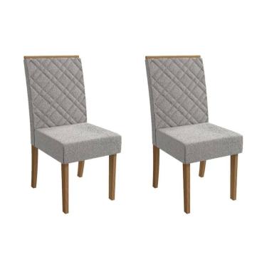 Imagem de Kit 2 Cadeiras Sala Jantar Gardênia 2CAD149 Madeirado 2 Un Canela/Boucle Cinza - Kappesberg