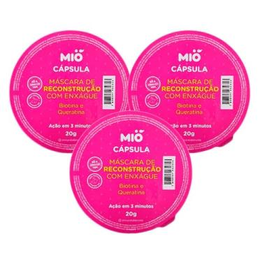 Imagem de Kit 3 Máscara de Reconstrução Capilar Mió Biotina e Queratina Cápsula 20g