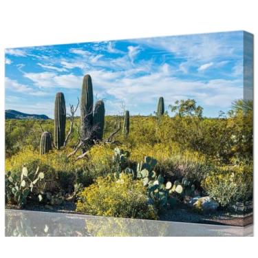 Imagem de Arizona Saguaro National Park Paisagem Arte de Parede para Sala de Estar Quarto Banheiro Decoração de Casa Lindo Cato Saguaro Quadro Poster Impressão em Tela Emoldurada Pronto para Pendurar (61 cm A x