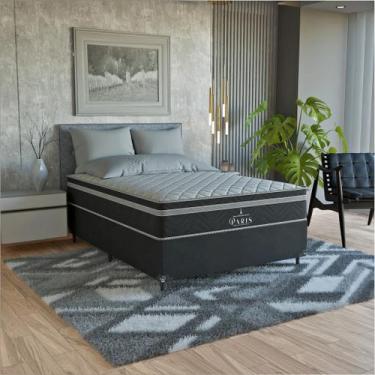 Imagem de Cama Box Casal Couro Preto + Colchão Paris Molas Cores - eShop casa, C