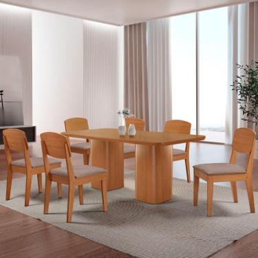 Imagem de Mesa De Jantar Eloise 180 cm Tampo Mdf 6 Cadeiras Moderna