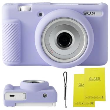 Imagem de SZHSYJY Capa de câmera para câmera digital Sony ZV-1F/ ZV-1 II/ZV-1M2, bolsa protetora de silicone macio ZV1F, capa macia antiarranhões com protetor de tela ZV1 F e alça de pulso (cor lilás)
