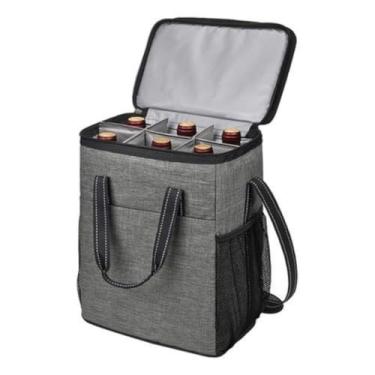 Imagem de Bolsa Térmica Porta Vinho Impermeável Transporte 6 Garrafas