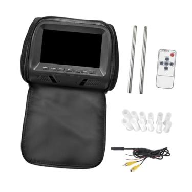 Imagem de predolo de encosto de cabeça de carro com tela de 7 polegadas, display AV DC12V, acessórios pretos, tela LCD para banco traseiro, Preto com Zíper