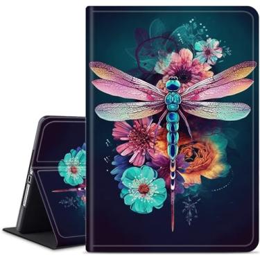 Imagem de WZCJDHMJ Capa para Samsung Galaxy Tab S10 Plus/S9 Plus/S9 FE Plus 12,4 polegadas, capas inteligentes de couro PU finas com suporte para caneta S + despertar/hibernar automaticamente, linda libélula