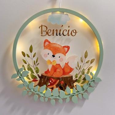 Imagem de Porta Maternidade Raposinha Acrílico e Espelho Led