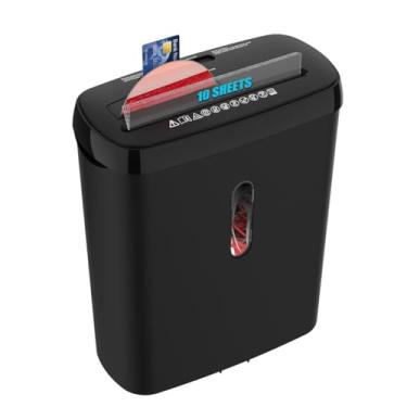 Imagem de Triturador de papel para escritório doméstico, corte woolsche em tiras de 10 folhas com cesta de 9 litros, nível de segurança P-2, triturador de CD e cartão de crédito, durável e rápido - sistema à