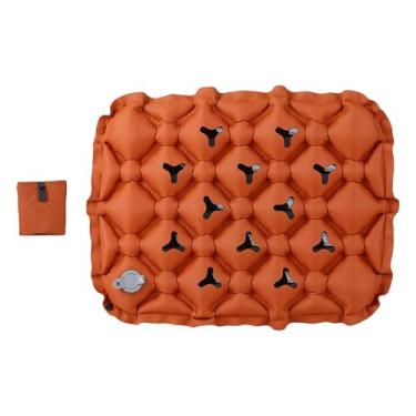 Imagem de UGPLM Almofada de assento inflável para acampamento, almofada de ar para sentar, tapete de suporte confortável e antiderrapante, dobrável para caminhadas ao, Marrom