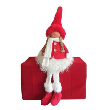 Imagem de Boneca Winter Decoração Natalina Para Bancada Pernas Moles 51x16x16cm 