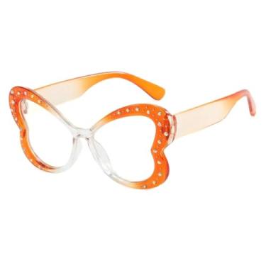 Imagem de Armação de óculos da moda feminina verde transparente anti-luz azul vintage masculina (laranja transparente)