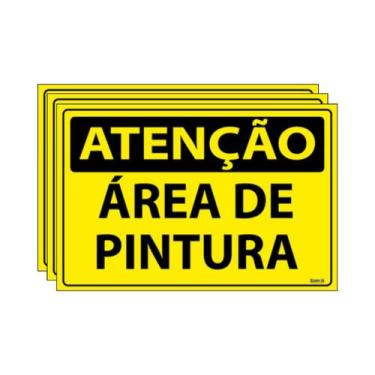 Imagem de Combo 3 Placas De Sinalização Atenção Área De Pintura 30x20 Ecom IA - 