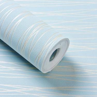 Imagem de 53 * 500 cm Floresta Luar Não Tecido 3D Estéreo Papel de Parede Autoadesivo Quente Quarto Sala de Estar Fundo de Parede Azul-Claro 53 * 500 cm