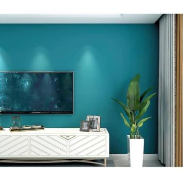 Imagem de Papel de parede autoadesivo de PVC de cor pura adesivo de parede impermeável quarto sala de estar escritório restaurante papel de parede azul pavão 40 * 950 cm