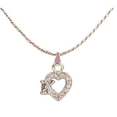 Imagem de Touchstone Bollywood indiano feito à mão com letra do nome do alfabeto amor expressivo strass branco designer joia grossa fofa corrente elegante pingente em tom prata para mulheres, Metal, Sem Pedra