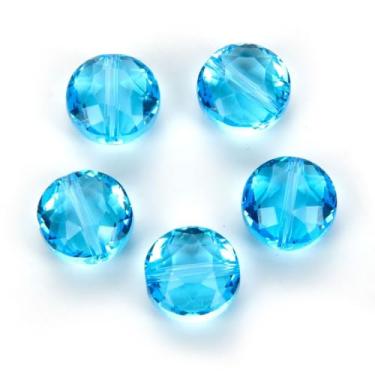 Imagem de 25 peças Adabele Austríaca 8 mm facetada redonda plana contas de cristal soltas água-marinha azul compatível com Swarovski Preciosa 5052 SSMR810