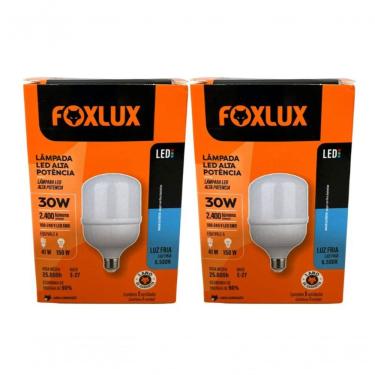 Imagem de Lampada Led Bulbo 30w 6500 K Foxlux Bivolt Kit 02 Und