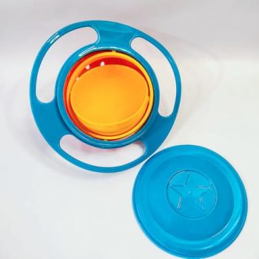 Imagem de Prato Giratório Infantil 360 Graus Giro Bowl Com Tampa Bebe Evita Quedas Facilita a Refeição