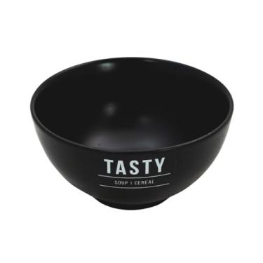 Imagem de Tigela De Porcelana Preta Branca Café Da Manhã Cereal Frutas Manhattan Tasty 440ml Bowl Cumbuca (6, Preto)