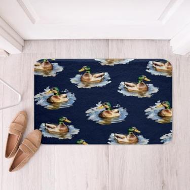 Imagem de jejeloiu Tapetes de banho de caça de patos para banheiro, lindos patos selvagens, tapetes de banho para banheira, para crianças, meninos, meninas, pato verde, animais selvagens, acessórios de banheiro