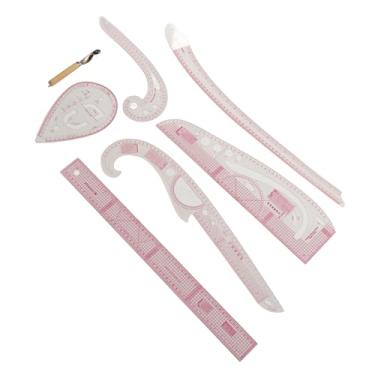 Imagem de 7pcs régua de curva francesa transparente pvc cm mm de alta precisão régua de costura durável para o artesanato de costura diy