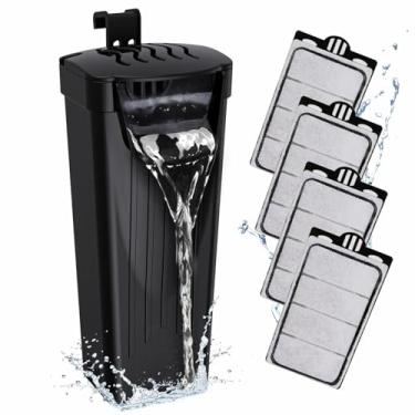 Imagem de GOZILLA Filtro para tanque de tartaruga 74 GPH, tanque de tartaruga de baixo nível de água 3,5 W filtros de aquário para tanques pequenos de até 48 litros incluem 4 cartuchos de reposição. (Preto)