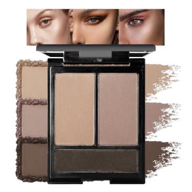 Imagem de Paleta de pó bronzeador Matte Shimmer Highlight com espelho para clarear o contorno da bochecha, maquiagem natural de cobertura montável, sombra de nariz ultra esculpida (cinza fosco marrom escuro com