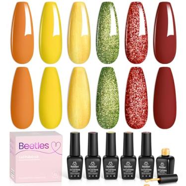 Imagem de Conjunto de esmalte de gel Beetles Fall – Coleção Autumn Realm, amarelo mostarda, laranja, borgonha, gel, verde, dourado, glitter, kit faça você mesmo, presentes para mulheres