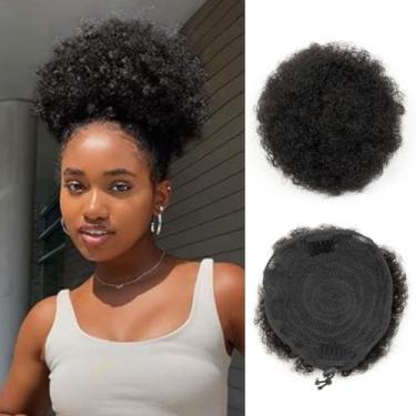 Imagem de Boymia Extensão Afro Puff Cordão Rabo de Cavalo #1 Preto Jato 2 Pçs 20 cm 100% Cabelo Humano Chignon Extensões de Cabelo Curto Curto Curto Extensões de Cabelo Updo