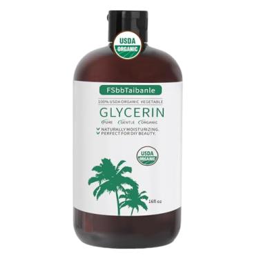Imagem de FSbbTaibanle Glicerina vegetal orgânica – Certificado orgânico USDA, 100% puro, 473 ml – Hidratante natural para pele e cabelo – Ideal para beleza DIY, sabonetes, loções e muito mais – sem OGM, sem