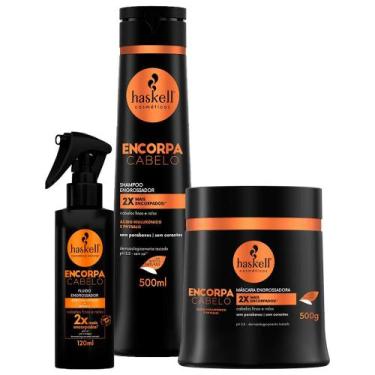 Imagem de Kit Encorpa Haskell 3 itens- Shampoo 500ml+ máscara de 500g+ Fluído 12