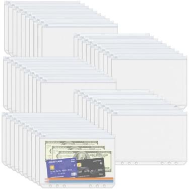 Imagem de Antner 50 bolsos para fichário A5 com 6 furos para planejador de orçamento, envelopes de enchimento de dinheiro para organizador de dinheiro, pastas brancas com zíper impermeável, sacos de enchimento