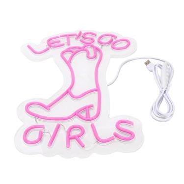 Imagem de Luocute Led Neon Sign, Bow Boots Sinais de Néon para Wall Decor Rosa Light Up Preppy Meninas Quarto Led Assinatura para Bar Party Shop Decoração USB Powered Fotografia Prop