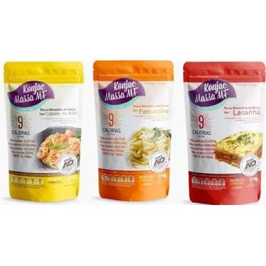Imagem de Kit 03 Konjac Massas Tipo Cabelo de Anjo,Fettuccine e Lasanha de 270g