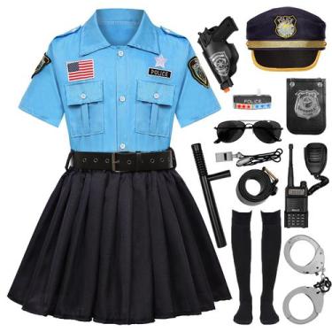 Imagem de Fantasia policial Mosong para meninas e crianças com acessórios de 3 a