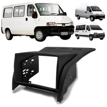 Imagem de Moldura Painel Central 2 Din Mp5 Som Dvd Peugeot Boxer 2006 à 2016 Preta