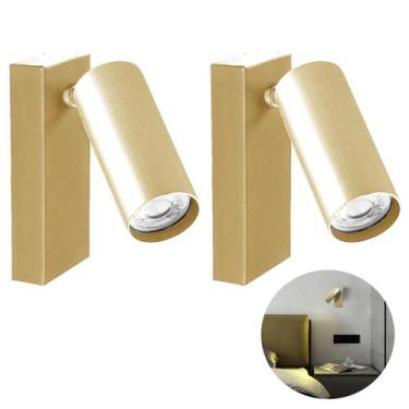 Imagem de 2 Arandela Dourada Direcionável Leitura Cabeceira Mr11 Bet34 - Acende 