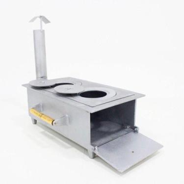 Imagem de Fogão 2 Bocas Portátil Com Grela Churrasqueira Cinza - Nossa Kasa