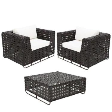 Imagem de Kit 2 Poltronas Fúcsia E Mesinha Preto Branco - Nossa Kasa